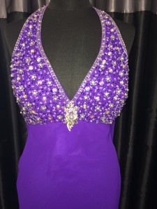 Purple coloured sequin bodice dress