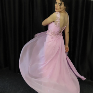 Crystal Breeze pink corset back dress