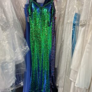 Green Blue shimmery party dress
