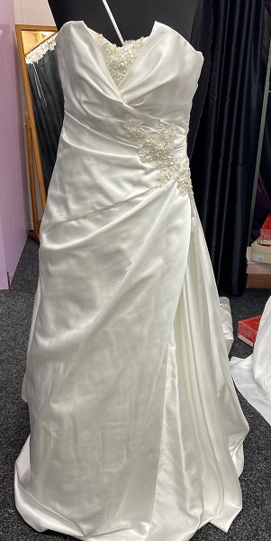 Wedding Dress with pleated sequin front