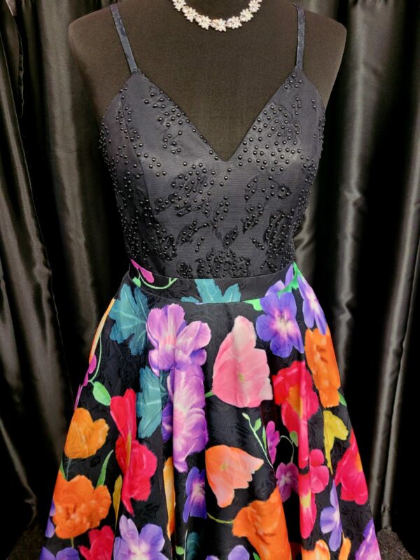Black Floral Dress Size 8 WAS: £210  NOW: £150! - Image 2