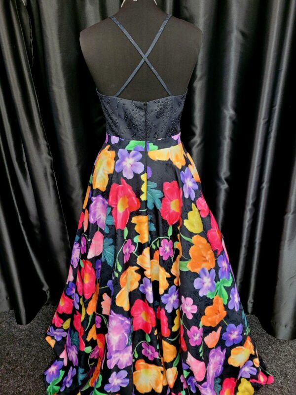 Black Floral Dress Size 8 WAS: £210  NOW: £150! - Image 5