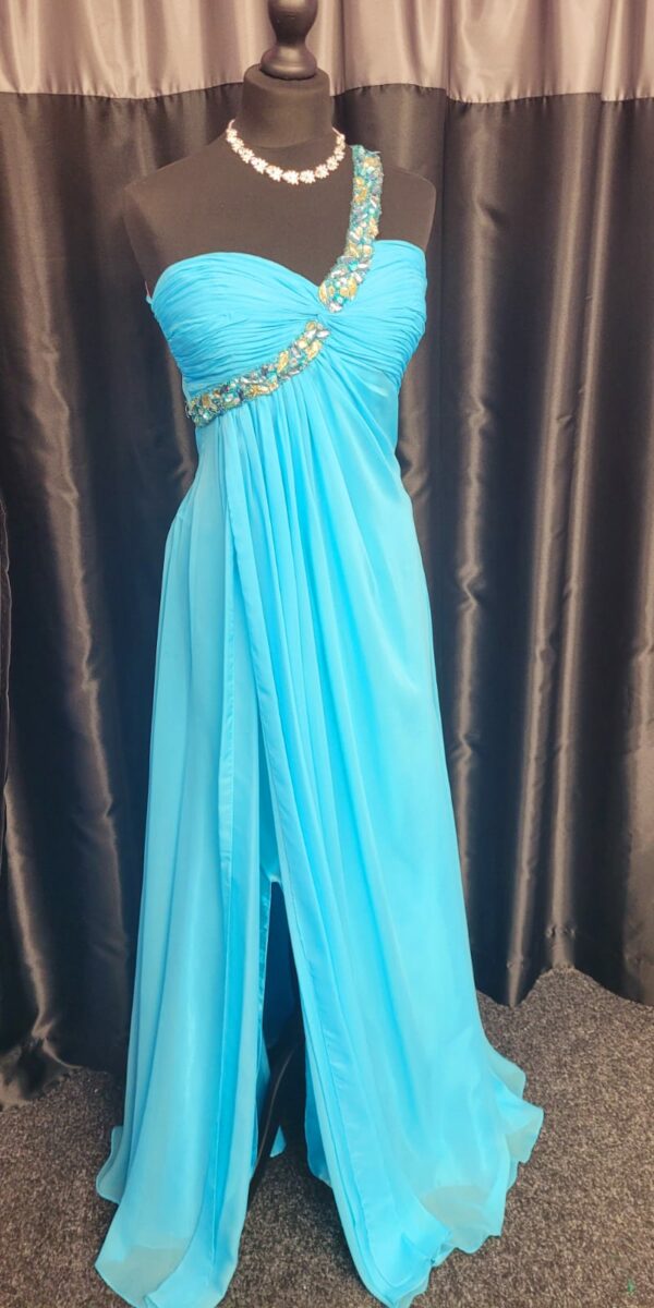 Crystal Blue Long Dress Size 10 WAS: £220  NOW: £110!