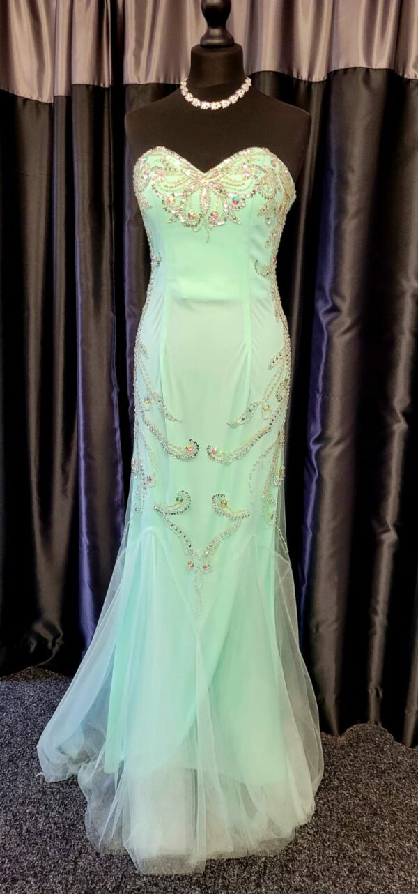 Mint Sequined Long Dress Size 8 WAS: £260  NOW: £180!
