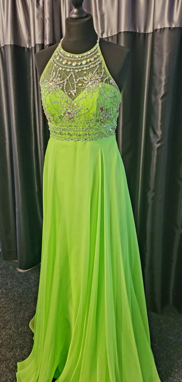 Lime Green Long Dress Size 8 WAS: £267  NOW: £130!