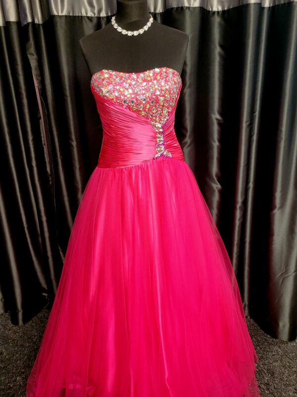 Bright Pink Long Dress Size 8 WAS: £160  NOW: £80!