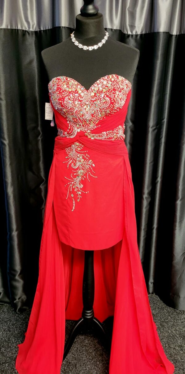 Red Cocktail Dress with Train Size 8 WAS: £110  NOW: £95!
