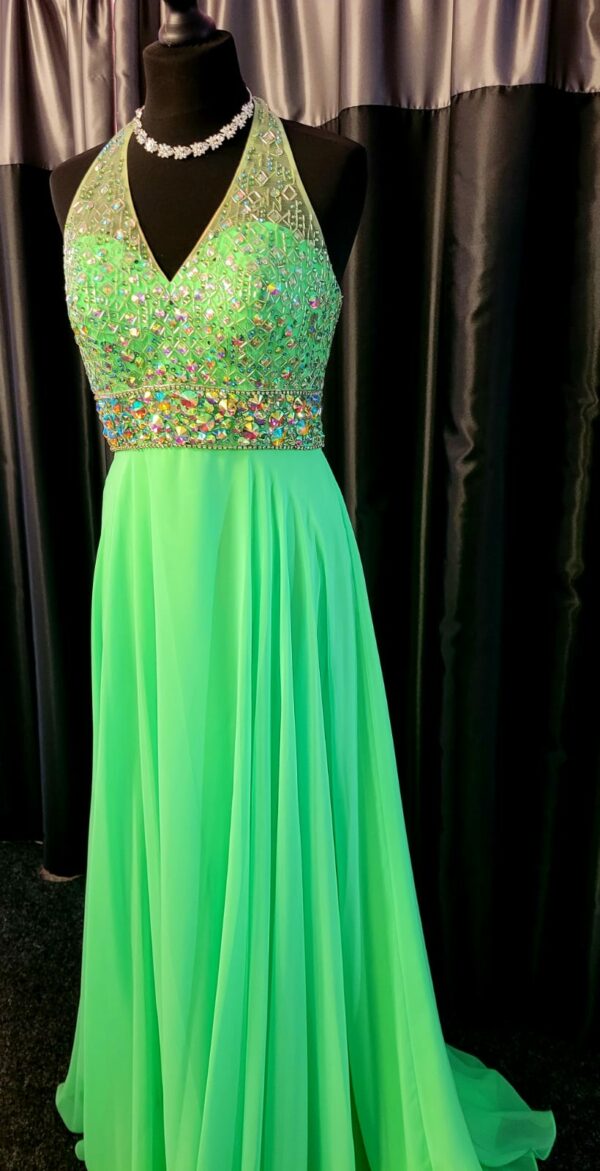 Apple Green Long Dress Size 10 WAS: £339  NOW: £169!
