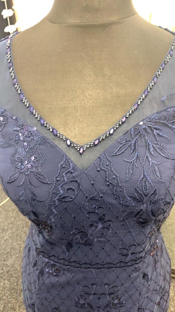 Lace Dress with blue gem detail Gino Cerruti Mother of the Bride front